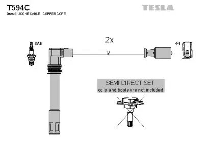T594C TESLA Комплект проводов зажигания T594C TESLA Комплект проводов зажигания