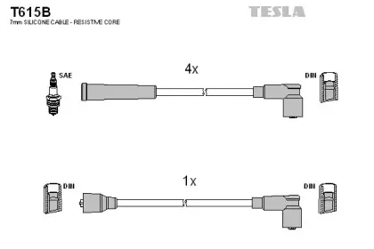 T615B TESLA Комплект проводов зажигания T615B TESLA Комплект проводов зажигания