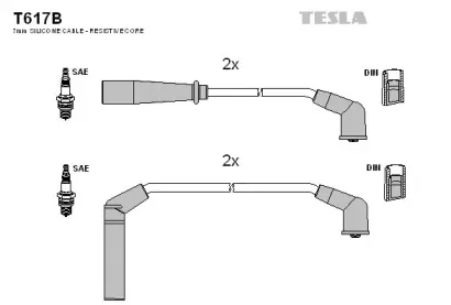 T617B TESLA Комплект проводов зажигания T617B TESLA Комплект проводов зажигания