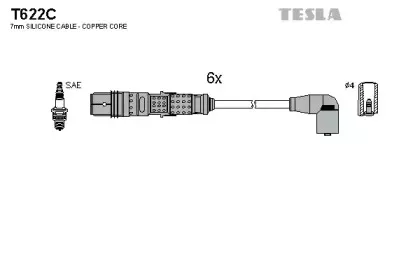 T622C TESLA Комплект проводов зажигания T622C TESLA Комплект проводов зажигания