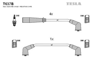 T637B TESLA Комплект проводов зажигания T637B TESLA Комплект проводов зажигания