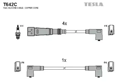 T642C TESLA Комплект проводов зажигания T642C TESLA Комплект проводов зажигания