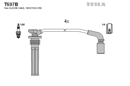 T697B TESLA Комплект проводов зажигания T697B TESLA Комплект проводов зажигания