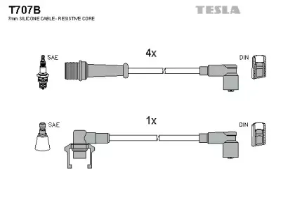 T707B TESLA Комплект проводов зажигания T707B TESLA Комплект проводов зажигания
