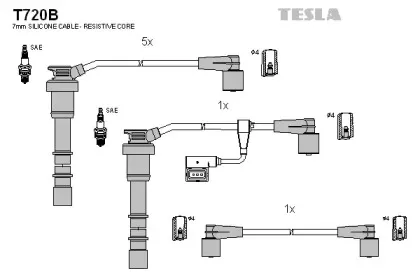 T720B TESLA Комплект проводов зажигания T720B TESLA Комплект проводов зажигания