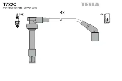 T782C TESLA Комплект проводов зажигания T782C TESLA Комплект проводов зажигания