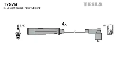 T797B TESLA Комплект проводов зажигания T797B TESLA Комплект проводов зажигания