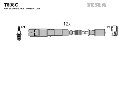 T808C TESLA Комплект проводов зажигания T808C TESLA Комплект проводов зажигания
