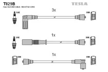 T829B TESLA Комплект проводов зажигания T829B TESLA Комплект проводов зажигания