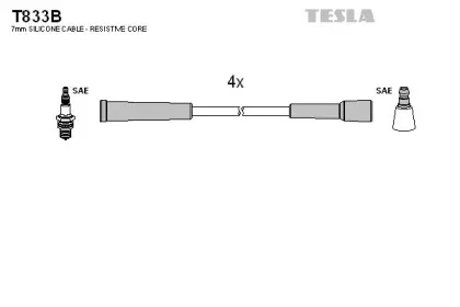 T833B TESLA Комплект проводов зажигания T833B TESLA Комплект проводов зажигания
