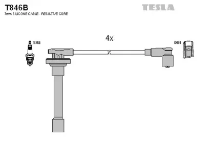 T846B TESLA Комплект проводов зажигания T846B TESLA Комплект проводов зажигания