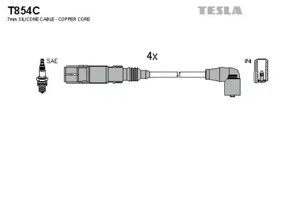 T854C TESLA Комплект проводов зажигания T854C TESLA Комплект проводов зажигания