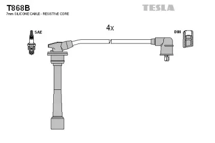 T868B TESLA Комплект проводов зажигания T868B TESLA Комплект проводов зажигания