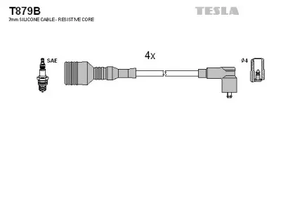 T879B TESLA Комплект проводов зажигания T879B TESLA Комплект проводов зажигания