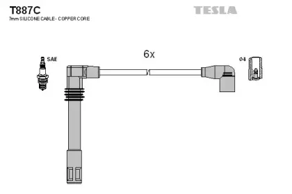 T887C TESLA Комплект проводов зажигания T887C TESLA Комплект проводов зажигания