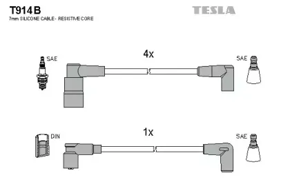 T914B TESLA Комплект проводов зажигания T914B TESLA Комплект проводов зажигания
