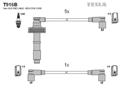 T916B TESLA Комплект проводов зажигания T916B TESLA Комплект проводов зажигания
