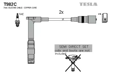 T982C TESLA Комплект проводов зажигания T982C TESLA Комплект проводов зажигания