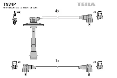 T984P TESLA Комплект проводов зажигания T984P TESLA Комплект проводов зажигания