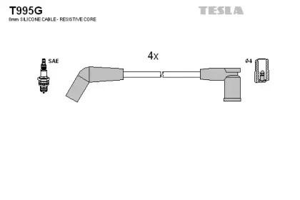 T995G TESLA Комплект проводов зажигания T995G TESLA Комплект проводов зажигания