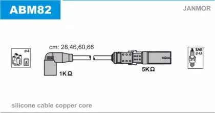 ABM82 JANMOR Комплект проводов зажигания ABM82 JANMOR Комплект проводов зажигания