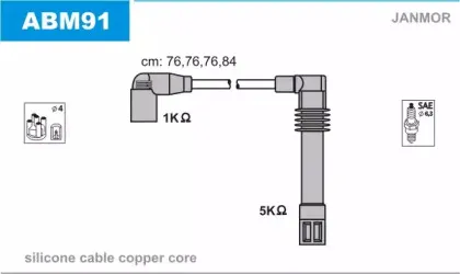 ABM91 JANMOR Комплект проводов зажигания ABM91 JANMOR Комплект проводов зажигания