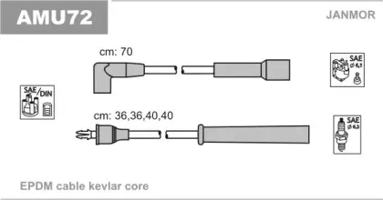 AMU72 JANMOR Комплект проводов зажигания AMU72 JANMOR Комплект проводов зажигания