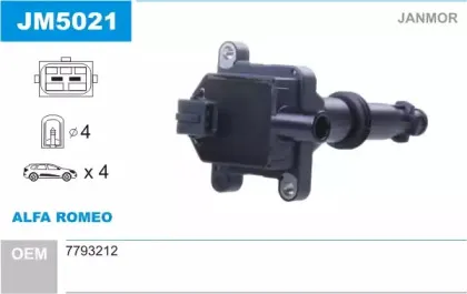 JM5021 JANMOR Катушка зажигания JM5021 JANMOR Катушка зажигания