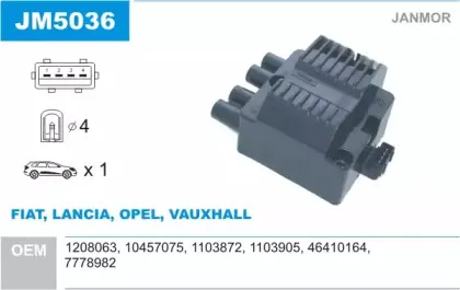 JM5036 JANMOR Катушка зажигания JM5036 JANMOR Катушка зажигания