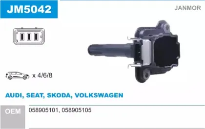 JM5042 JANMOR Катушка зажигания JM5042 JANMOR Катушка зажигания