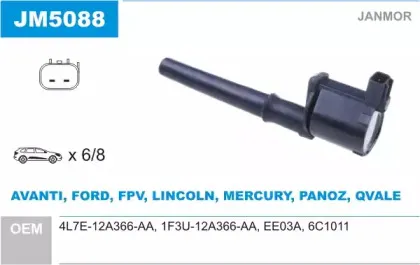 JM5088 JANMOR Катушка зажигания JM5088 JANMOR Катушка зажигания