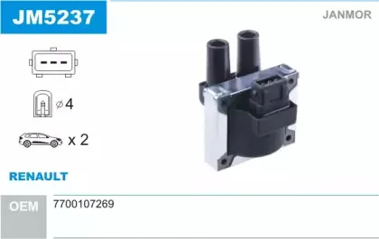 JM5237 JANMOR Катушка зажигания JM5237 JANMOR Катушка зажигания