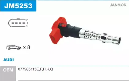 JM5253 JANMOR Катушка зажигания JM5253 JANMOR Катушка зажигания