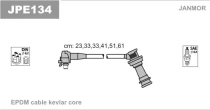 JPE134 JANMOR Комплект проводов зажигания JPE134 JANMOR Комплект проводов зажигания