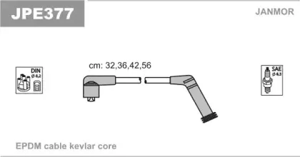 JPE377 JANMOR Комплект проводов зажигания JPE377 JANMOR Комплект проводов зажигания