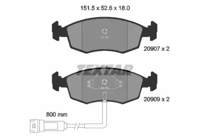 2090702 TEXTAR Комплект тормозных колодок, дисковый тормоз 2090702 TEXTAR Комплект тормозных колодок, дисковый тормоз