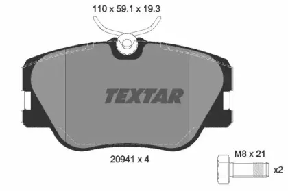 2094102 TEXTAR Комплект тормозных колодок, дисковый тормоз 2094102 TEXTAR Комплект тормозных колодок, дисковый тормоз