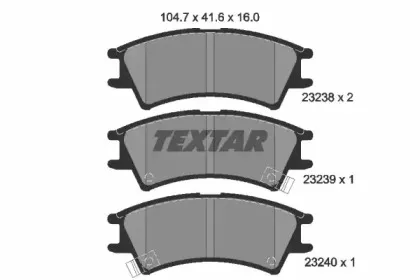 2323802 TEXTAR Комплект тормозных колодок, дисковый тормоз 2323802 TEXTAR Комплект тормозных колодок, дисковый тормоз