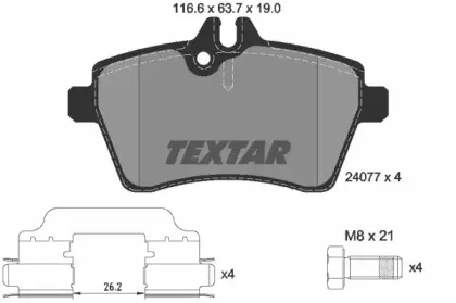 2407702 TEXTAR Комплект тормозных колодок, дисковый тормоз 2407702 TEXTAR Комплект тормозных колодок, дисковый тормоз