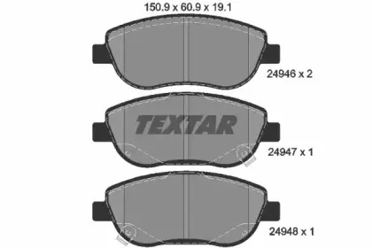 2494601 TEXTAR Комплект тормозных колодок, дисковый тормоз 2494601 TEXTAR Комплект тормозных колодок, дисковый тормоз