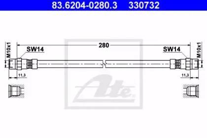 83.6204-0280.3 ATE Тормозной шланг 83.6204-0280.3 ATE Тормозной шланг