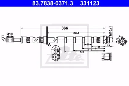 83.7838-0371.3 ATE Тормозной шланг 83.7838-0371.3 ATE Тормозной шланг