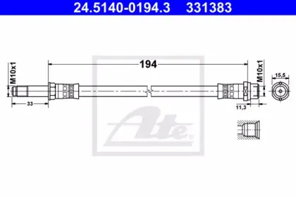 24.5140-0194.3 ATE Тормозной шланг 24.5140-0194.3 ATE Тормозной шланг