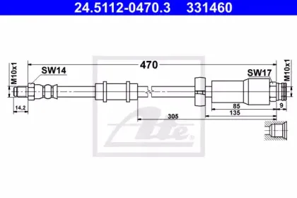 24.5112-0470.3 ATE Тормозной шланг 24.5112-0470.3 ATE Тормозной шланг