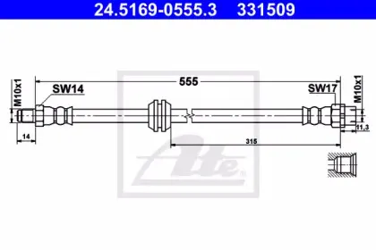 24.5169-0555.3 ATE Тормозной шланг 24.5169-0555.3 ATE Тормозной шланг