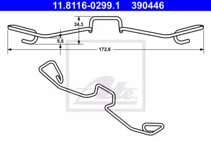 11.8116-0299.1 ATE Пружина, тормозной суппорт 11.8116-0299.1 ATE Пружина, тормозной суппорт