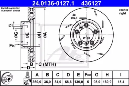 24.0136-0127.1 ATE Тормозной диск 24.0136-0127.1 ATE Тормозной диск