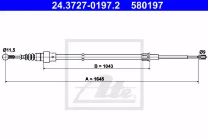 24.3727-0197.2 ATE Трос, стояночная тормозная система 24.3727-0197.2 ATE Трос, стояночная тормозная система