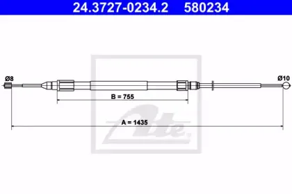 24.3727-0234.2 ATE Трос, стояночная тормозная система 24.3727-0234.2 ATE Трос, стояночная тормозная система