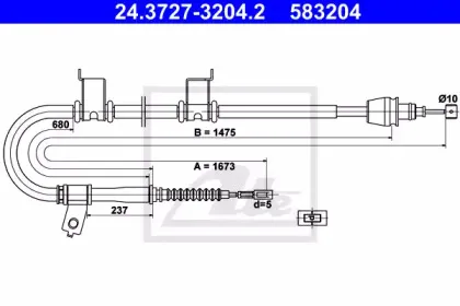 24.3727-3204.2 ATE Трос, стояночная тормозная система 24.3727-3204.2 ATE Трос, стояночная тормозная система